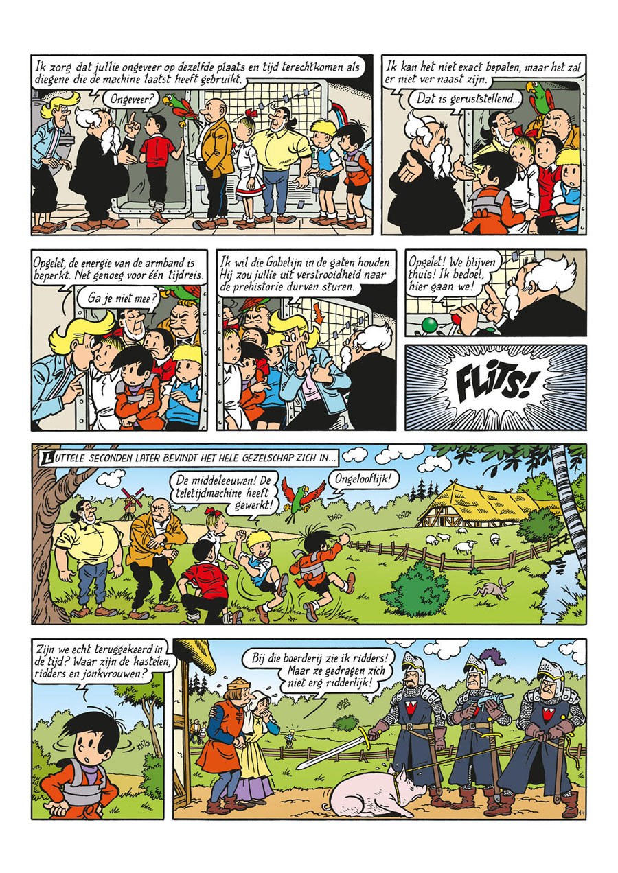 Pagina uit het Jommeke en Suske en Wiske crossover album De vorsten van Onderland