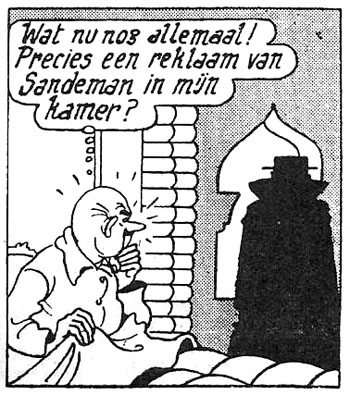 Sluikreclame voor het sherry-merk Sandeman in het ongekleurde album van De stierentemmer