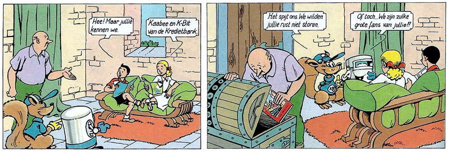 Fragment uit het stripje voor de Kredietbank, getekend door Marc Verhaegen
