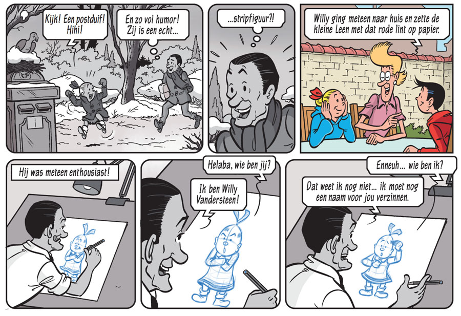 Fragment uit Suske en Wiske 384 Het laatste lint met het ontstaan van Wiske